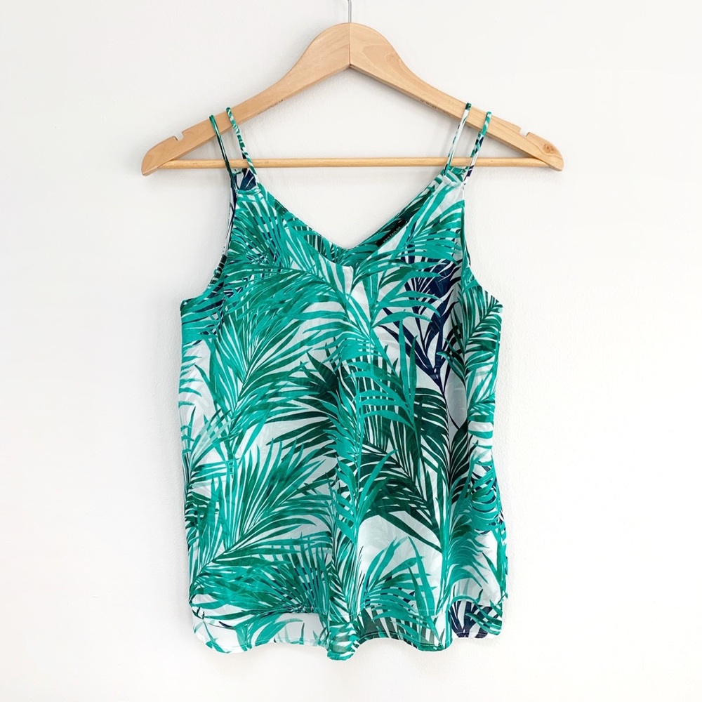 Ann Taylor Factory Green Palm Print Top